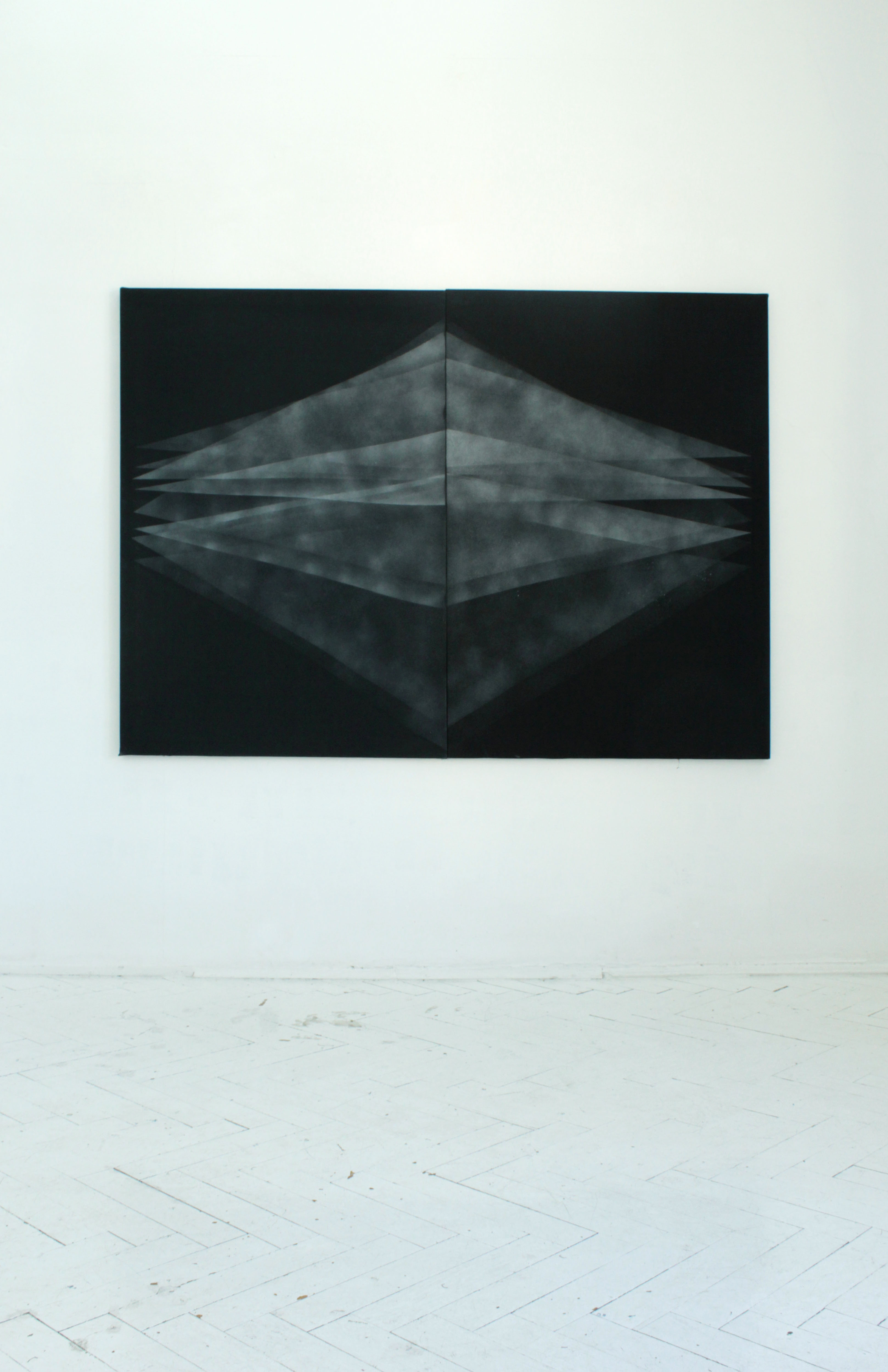 Zuzanna Rokita; Black, 2 x 97 x 140 cm, spray, dyed canvas; Cmienie, Art Agenda Nova, Krakow, 2015